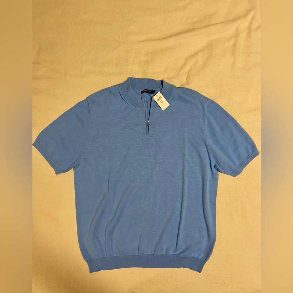 Paul Fredrick Men's Cotton Quarter Zip Mock Neck Sweater Size XL